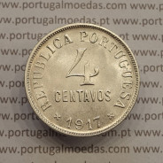 MOEDA DE QUATRO CENTAVOS (4 CENTAVOS) CUPRO-NÍQUEL 1917 SOBERBA