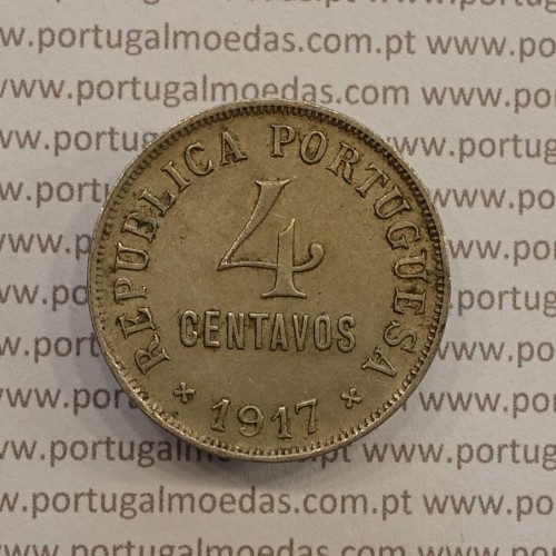 MOEDA DE QUATRO CENTAVOS (4 CENTAVOS) CUPRO-NÍQUEL 1917 MBC