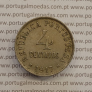 MOEDA DE QUATRO CENTAVOS (4 CENTAVOS) CUPRO-NÍQUEL 1917 MBC