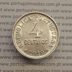 MOEDA DE QUATRO CENTAVOS (4 CENTAVOS) CUPRO-NÍQUEL 1919 SOBERBA