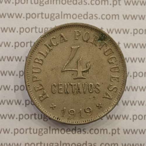 MOEDA DE QUATRO CENTAVOS (4 CENTAVOS) CUPRO-NÍQUEL 1919 MBC