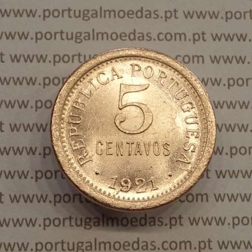 5 centavos 1921 Bronze, $05 centavos 1921 Republica Portuguesa, (Soberba), World Coins Portugal  KM 569