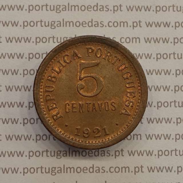 5 centavos 1921 Bronze, $05 centavos 1921 Republica Portuguesa, (Bela), World Coins Portugal  KM 569