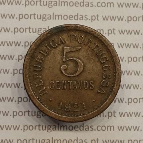 5 centavos 1921 Bronze, $05 centavos 1921 Republica Portuguesa, World Coins Portugal  KM#569