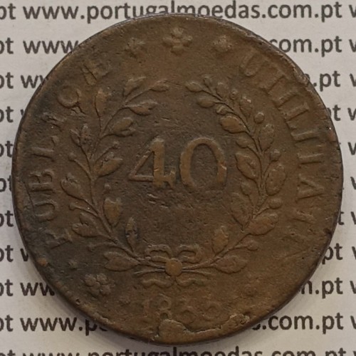 MOEDA PATACO (40 REIS) BRONZE 1833 - EIXO HORIZONTAL - D.MARIA II