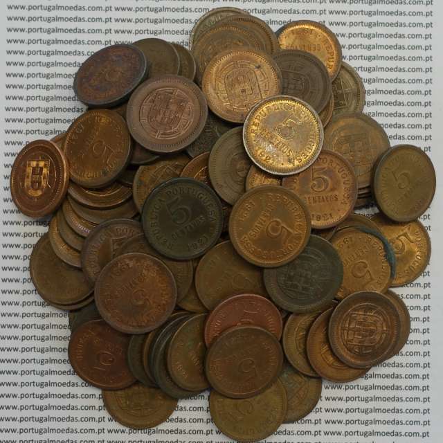 LOTE DE 100 MOEDAS DE CINCO CENTAVOS (5 CENTAVOS) BRONZE 1921