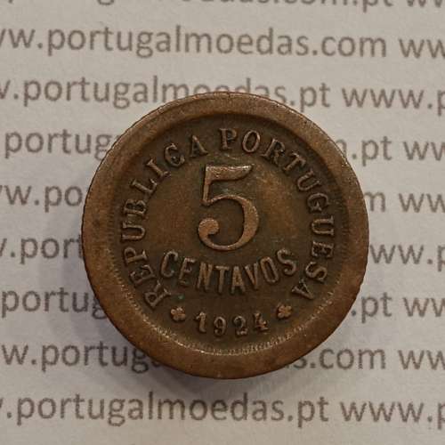 MOEDA DE CINCO CENTAVOS (5 CENTAVOS) BRONZE 1924 MBC