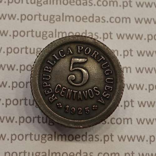 coin 5 Centavos 1925 Bronze, Five Centavos 1925 ($05) Portuguese Republic, (MBC+/Bela-), World Coins Portugal KM 572