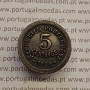 coin 5 Centavos 1925 Bronze, Five Centavos 1925 ($05) Portuguese Republic, (MBC+/Bela-), World Coins Portugal KM 572
