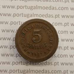 MOEDA DE CINCO CENTAVOS (5 CENTAVOS) BRONZE 1927 MBC+/BELA-