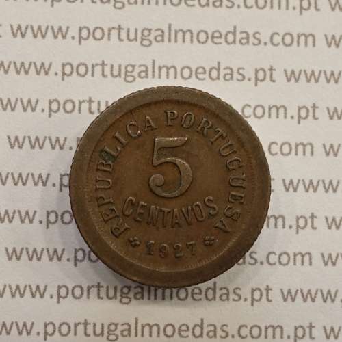 MOEDA DE CINCO CENTAVOS (5 CENTAVOS) BRONZE 1927 MBC+/BELA-