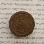 MOEDA DE CINCO CENTAVOS (5 CENTAVOS) BRONZE 1927 MBC+/BELA-