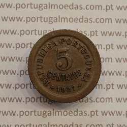 MOEDA DE CINCO CENTAVOS (5 CENTAVOS) BRONZE 1927 MBC