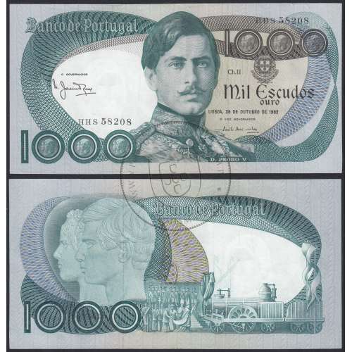 Nota de 1000 Escudos 1982 D.Pedro V, 1000$00 26/10/1982 Chapa: 11 - Banco de Portugal (Pouco Circulada)