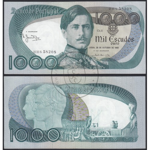 Nota de 1000 Escudos 1982 D.Pedro V, 1000$00 26/10/1982 Chapa: 11 - Banco de Portugal (Pouco Circulada)