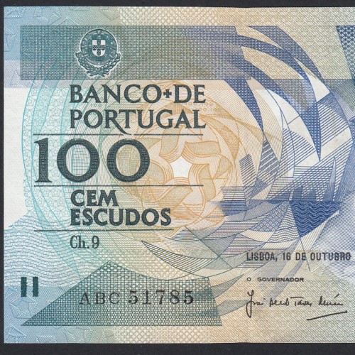 Prefixo de Substituição "ABC" - Nota De 100 Escudos 1986 (Muito Pouco Circulada) Ch.9 Fernando Pessoa - Banco de Portugal