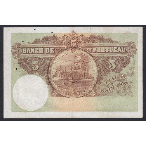 Nota de 5 Escudos 1923 Alexandre Herculano, 5$00 01/02/1923 Chapa: 1 - Banco de Portugal (Circulada)