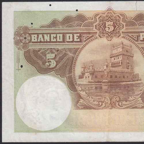 Nota de 5 Escudos 1923 Alexandre Herculano, 5$00 01/02/1923 Chapa: 1 - Banco de Portugal (Circulada)