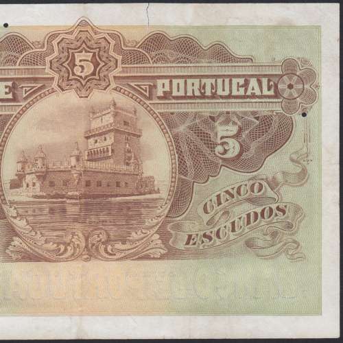 Nota de 5 Escudos 1923 Alexandre Herculano, 5$00 01/02/1923 Chapa: 1 - Banco de Portugal (Circulada)