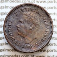 Índia Oitavo de Tanga cobre 1881, "1/8 Tanga Calcutá - Índia Portuguesa" D. Luis I, (Bela-), World Coins Portuguese India KM 307