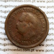 Índia, Oitavo de Tanga cobre 1884, "1/8 Tanga Bombaim - Índia Portuguesa" D. Luis I, (BC), World Coins Portuguese India KM 307