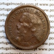 Índia, Oitavo de Tanga cobre 1884, "1/8 Tanga Bombaim - Índia Portuguesa" D. Luis I, (BC), World Coins Portuguese India KM 307