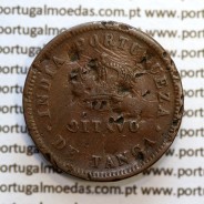 Índia, Oitavo de Tanga cobre 1884, "1/8 Tanga Bombaim - Índia Portuguesa" D. Luis I, (BC), World Coins Portuguese India KM 307