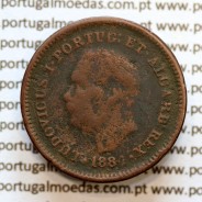 Índia, Oitavo de Tanga cobre 1884, "1/8 Tanga Bombaim - Índia Portuguesa" D. Luis I, (BC), World Coins Portuguese India KM 307