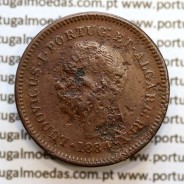 Índia, Oitavo de Tanga cobre 1884, "1/8 Tanga Bombaim - Índia Portuguesa" D. Luis I, (BC), World Coins Portuguese India KM 307