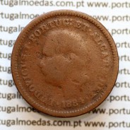 Índia, Oitavo de Tanga cobre 1884, "1/8 Tanga Bombaim - Índia Portuguesa" D. Luis I, (BC), World Coins Portuguese India KM 307