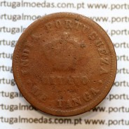 Índia, Oitavo de Tanga cobre 1884, "1/8 Tanga Bombaim - Índia Portuguesa" D. Luis I, (BC), World Coins Portuguese India KM 307