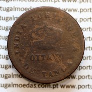 Índia, Oitavo de Tanga cobre 1884, "1/8 Tanga Bombaim - Índia Portuguesa" D. Luis I, (BC), World Coins Portuguese India KM 307