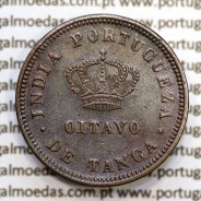 Índia, Oitavo de Tanga cobre 1884, Índia Portuguesa D. Luis I, Eixo deslocado Oblíquo às 5 horas, (MBC+/BELA-)