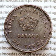 Oitavo de Tanga cobre 1884 Índia Portuguesa D. Luis I, Eixo deslocado Oblíquo às 5 horas, (MBC+)