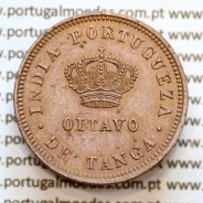 Oitavo de Tanga cobre 1886, "1/8 Tanga Bombaim - Índia Portuguesa" D. Luis I, (BELA), World Coins Portuguese India KM 307
