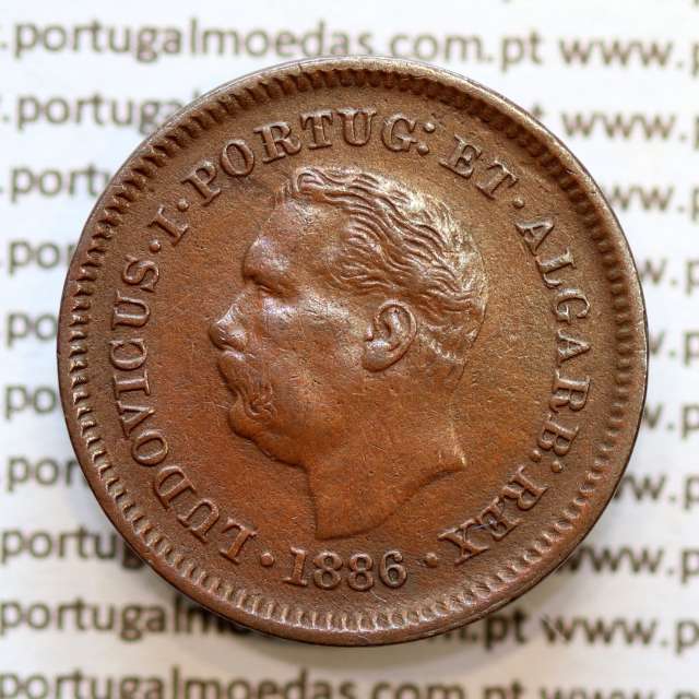 Oitavo de Tanga cobre 1886, "1/8 Tanga Bombaim - Índia Portuguesa" D. Luis I, (BELA), World Coins Portuguese India KM 307