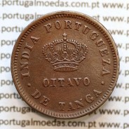 Oitavo de Tanga cobre 1886, "1/8 Tanga Bombaim - Índia Portuguesa" D. Luis I, (BELA), World Coins Portuguese India KM 307
