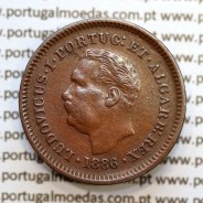 Oitavo de Tanga cobre 1886, "1/8 Tanga Bombaim - Índia Portuguesa" D. Luis I, (BELA), World Coins Portuguese India KM 307