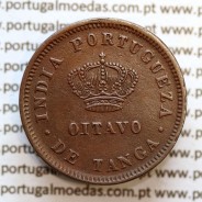 Oitavo de Tanga cobre 1886, "1/8 Tanga Bombaim - Índia Portuguesa" D. Luis I, (BELA), World Coins Portuguese India KM 307