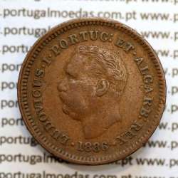 Oitavo de Tanga cobre 1886, "1/8 Tanga Bombaim - Índia Portuguesa" D. Luis I, (MBC+), World Coins Portuguese India KM 307