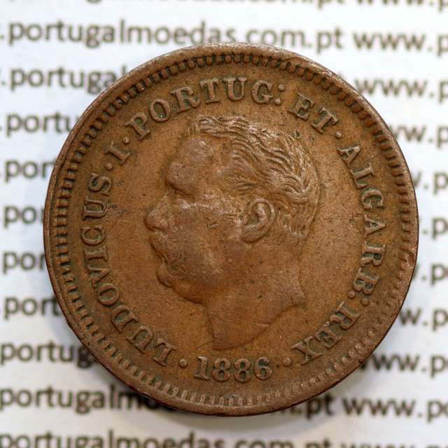 Oitavo de Tanga cobre 1886, "1/8 Tanga Bombaim - Índia Portuguesa" D. Luis I, (MBC+), World Coins Portuguese India KM 307