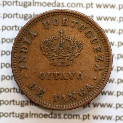 Oitavo de Tanga cobre 1886, "1/8 Tanga Bombaim - Índia Portuguesa" D. Luis I, (MBC+), World Coins Portuguese India KM 307