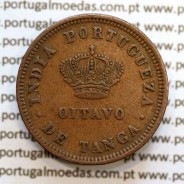 Oitavo de Tanga cobre 1886, "1/8 Tanga Bombaim - Índia Portuguesa" D. Luis I, (MBC+), World Coins Portuguese India KM 307