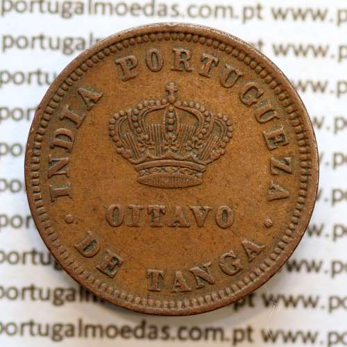 Oitavo de Tanga cobre 1886, "1/8 Tanga Bombaim - Índia Portuguesa" D. Luis I, (MBC+), World Coins Portuguese India KM 307
