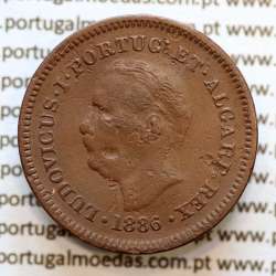 Índia, Oitavo de Tanga cobre 1886, Índia Portuguesa D. Luis I, Eixo deslocado Oblíquo às 5 horas, (BC/MBC)