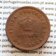 Índia, Oitavo de Tanga cobre 1886, Índia Portuguesa D. Luis I, Eixo deslocado Oblíquo às 5 horas, (BC/MBC)