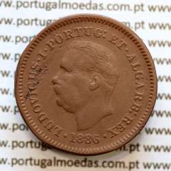 Índia, Oitavo de Tanga cobre 1886, Índia Portuguesa D. Luis I, Eixo deslocado Oblíquo às 5 horas, (MBC)