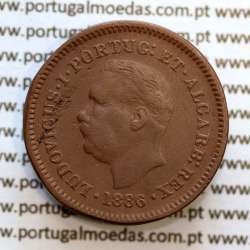 Índia, Oitavo de Tanga cobre 1886, Índia Portuguesa D. Luis I, Eixo deslocado Oblíquo às 5 horas, (MBC)