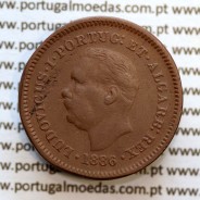 Índia, Oitavo de Tanga cobre 1886, Índia Portuguesa D. Luis I, Eixo deslocado Oblíquo às 5 horas, (MBC)