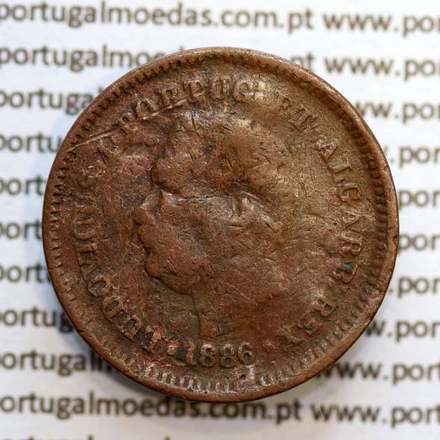Oitavo de Tanga cobre 1886, "1/8 Tanga Bombaim - Índia Portuguesa" D. Luis I, (BC), World Coins Portuguese India KM 307